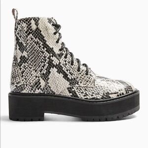 TopShop Oslo snake lace up boots